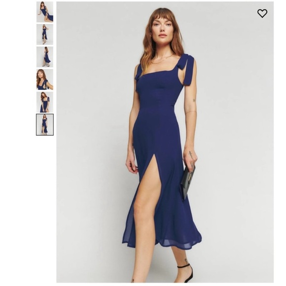 Reformation Besse Dress in Navy - Picture 1 of 3